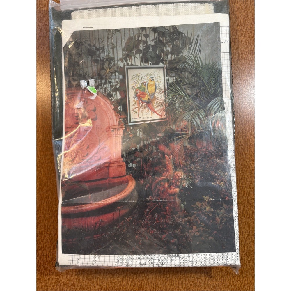 Vtg Eva Rosenstand Cross Stitch Kit Of Parrots 45x60cm